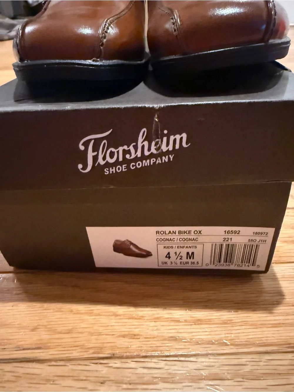 Florsheim Rolan Bike Ox Cognac Tan Leather Lace-Up Derby Shoes Size 4.5